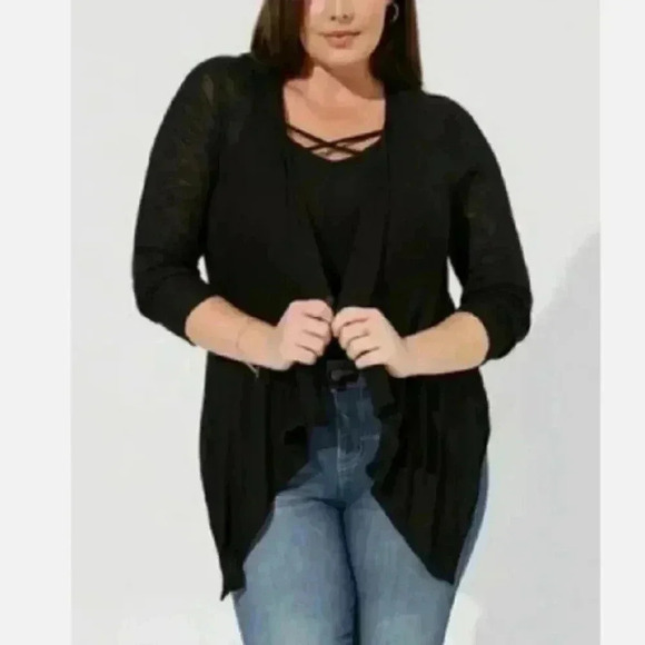 Torrid Black Open-Front Sweater, 00x - Picture 7 of 8